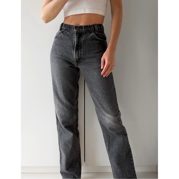 Vintage Levi’s Orange tab straight leg high rise faded black jeans 80s 90s - Picture 3 of 10